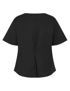 City Chic Mae Short Sleeve Sweat Top in Black