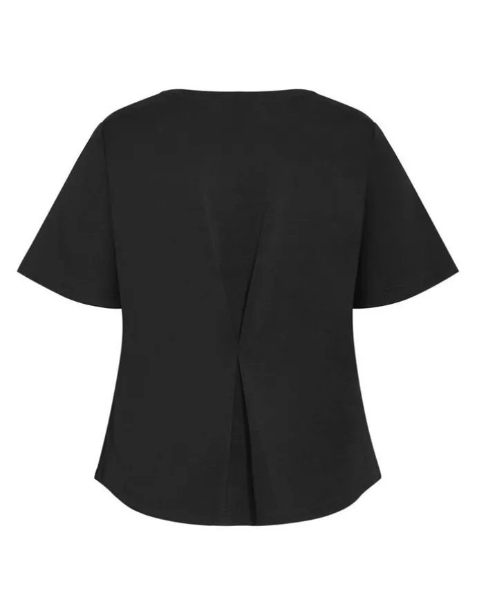 City Chic Mae Short Sleeve Sweat Top in Black