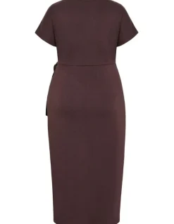 City Chic Mae Side Tie Midi Dress in Espresso
