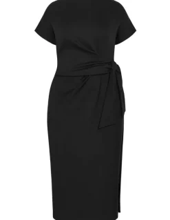 City Chic Mae Side Tie Midi Dress in Black