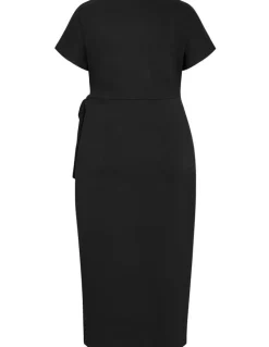 City Chic Mae Side Tie Midi Dress in Black