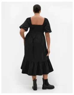 City Chic Molli Corduroy Midi Dress in Black