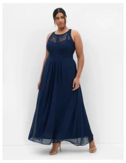 City Chic Panelled Bodice Maxi Dress in Navy