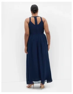 City Chic Panelled Bodice Maxi Dress in Navy