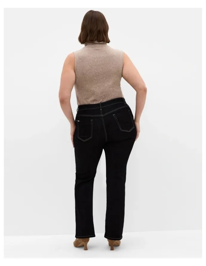 City Chic Plus Size CC Bootleg Short Denim Jean in black wash