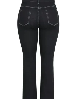 City Chic Plus Size CC Bootleg Short Denim Jean in black wash
