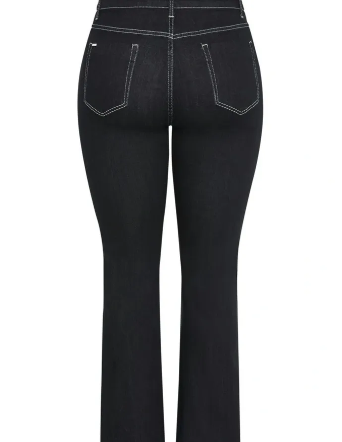 City Chic Plus Size CC Bootleg Short Denim Jean in black wash