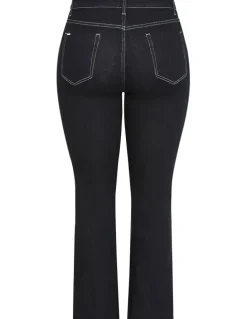 City Chic Plus Size CC Bootleg Short Denim Jean in black wash