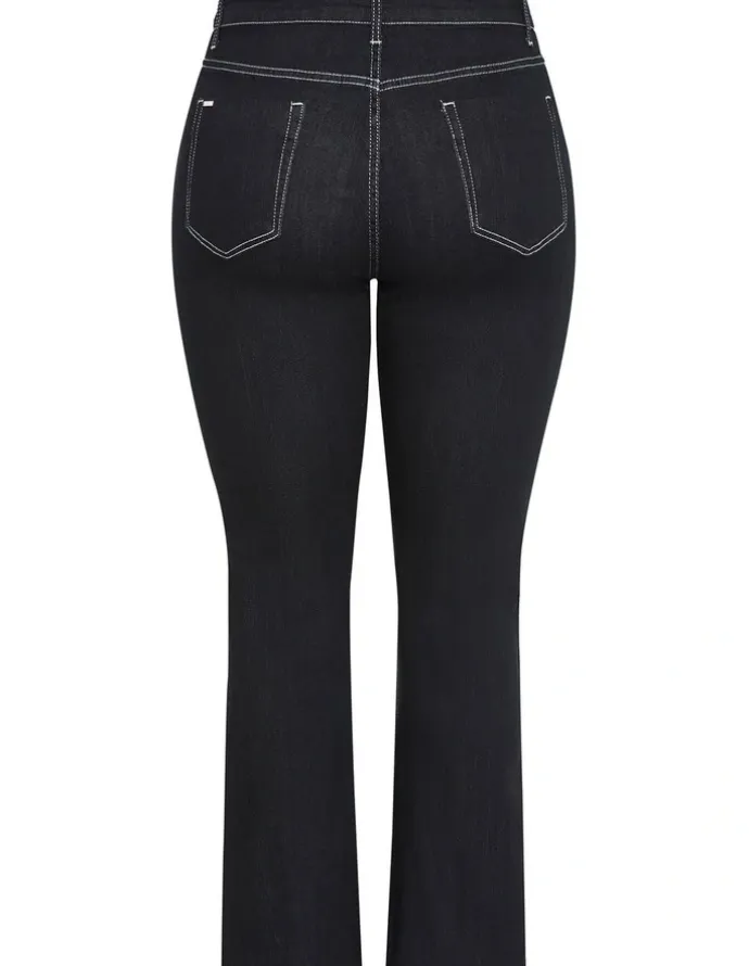 City Chic Plus Size CC Bootleg Short Denim Jean in black wash