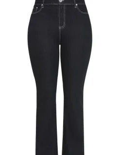 City Chic Plus Size CC Bootleg Short Denim Jean in black wash
