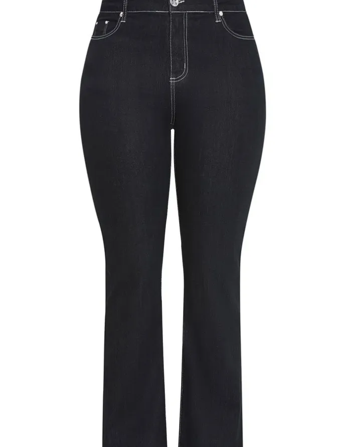 City Chic Plus Size CC Bootleg Short Denim Jean in black wash