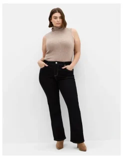 City Chic Plus Size CC Bootleg Short Denim Jean in black wash