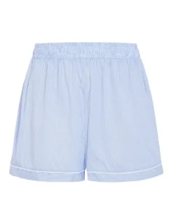 City Chic Plus Size Stripe Cotton Pyjama Short in sky blue