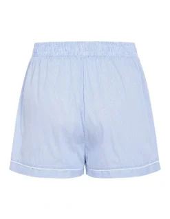 City Chic Plus Size Stripe Cotton Pyjama Short in sky blue
