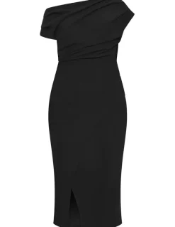 City Chic Sassy Off Shoulder Dress in Black