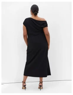 City Chic Sassy Off Shoulder Dress in Black