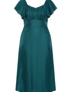 City Chic Sherry Tieinback Dress in Emerald