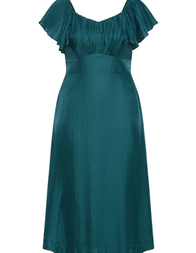 City Chic Sherry Tieinback Dress in Emerald