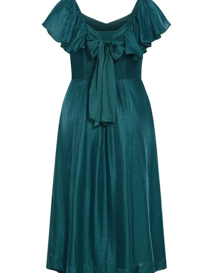 City Chic Sherry Tieinback Dress in Emerald