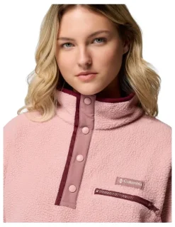 Columbia Helvetia II Cropped Half Snap Fleece Pullover in Pink