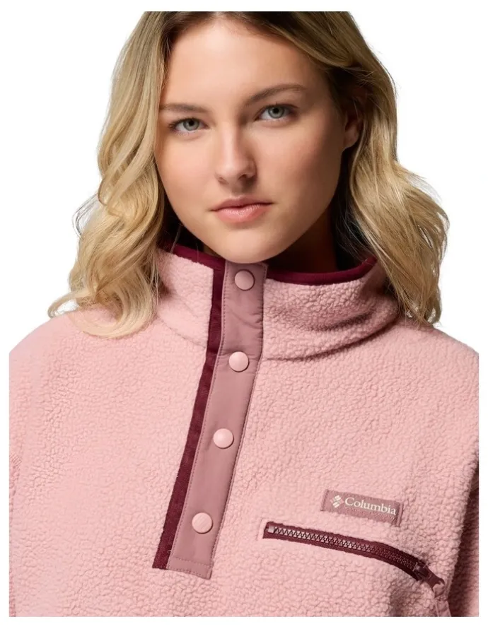 Columbia Helvetia II Cropped Half Snap Fleece Pullover in Pink