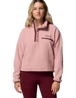 Columbia Helvetia II Cropped Half Snap Fleece Pullover in Pink