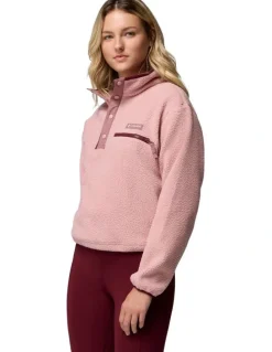 Columbia Helvetia II Cropped Half Snap Fleece Pullover in Pink