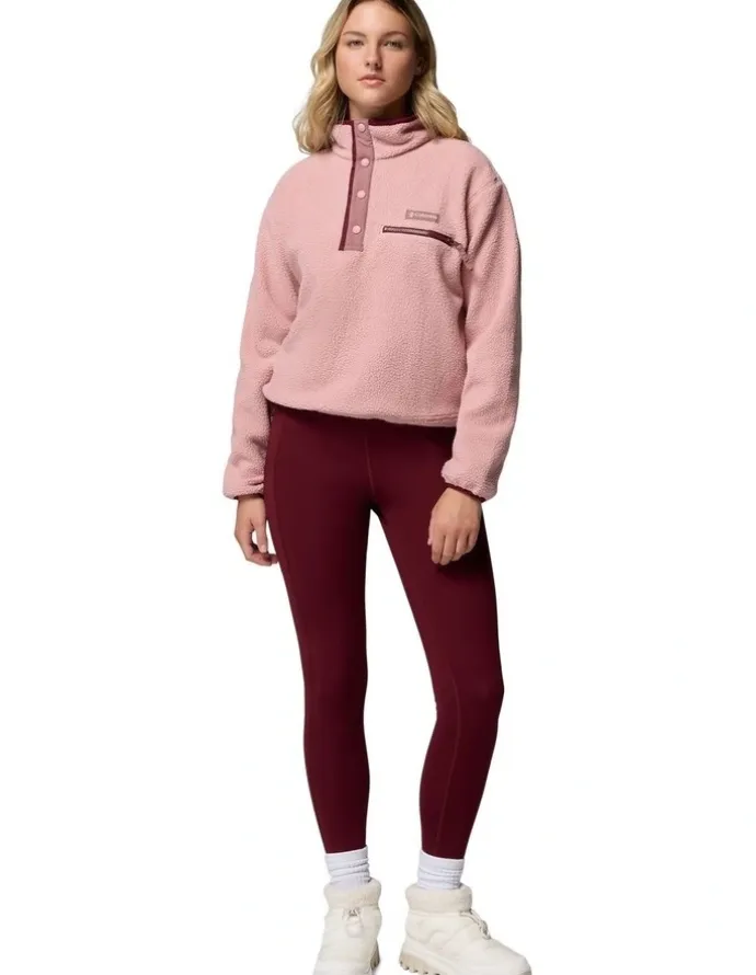 Columbia Helvetia II Cropped Half Snap Fleece Pullover in Pink