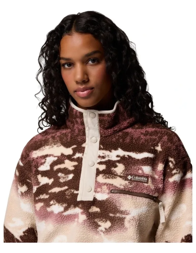 Columbia Helvetia II Printed Cropped Half Snap Fleece Pullover in Multi