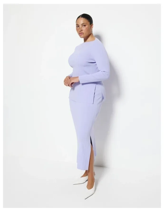 Commonry Annora Knit Skirt in Mauve