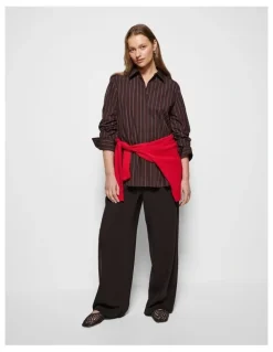 Commonry Good Earth Cotton Demi Shirt in Bitter Chocolate Stripe