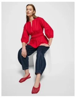 Commonry Remi Woven Flat in Rouge