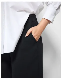 Commonry The Draped Leg Crepe Trouser in Black