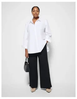 Commonry The Draped Leg Crepe Trouser in Black
