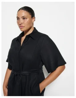 Commonry Linen Dress in Black
