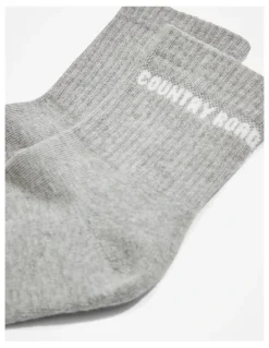 Country Road Australian Cotton Blend CR Sport Quarter Crew Sock in Grey Marle