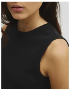 Country Road Australian Cotton High Neck Tank in Black