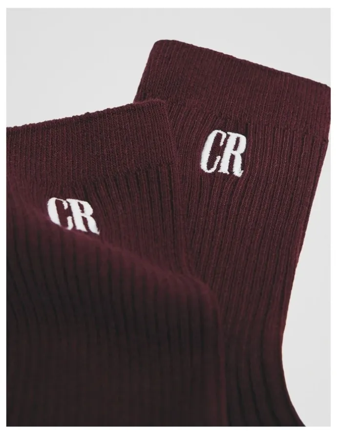 Country Road Australian Cotton Blend Cr Ribbed Three Quarter Crew Sock in Claret