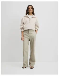 Country Road Australian Cotton Funnel Neck Sweat in Almond Marle