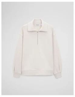Country Road Australian Cotton Funnel Neck Sweat in Almond Marle