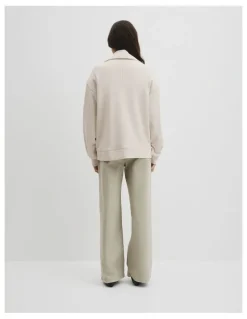Country Road Australian Cotton Funnel Neck Sweat in Almond Marle