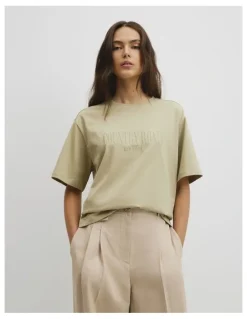 Country Road Australian Cotton Cr T-shirt in Dusty Sage