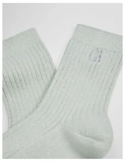 Country Road Australian Cotton Blend Country Road Metallic Sock in Seafoam