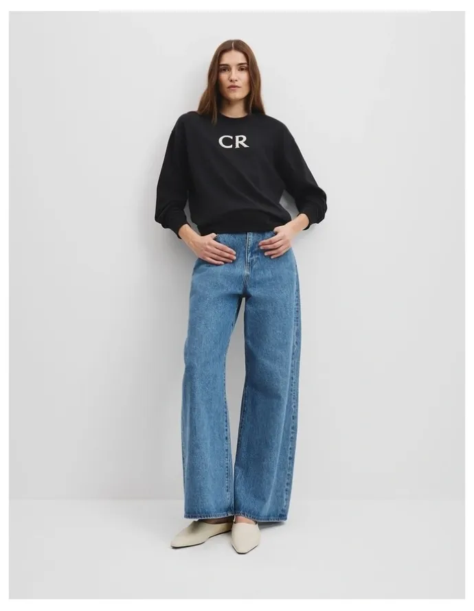 Country Road Australian Cotton CR Logo Sweat in Black