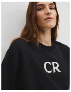 Country Road Australian Cotton CR Logo Sweat in Black