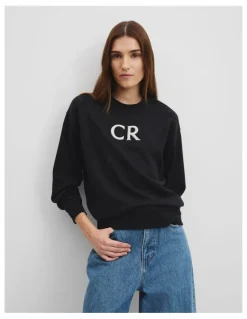 Country Road Australian Cotton CR Logo Sweat in Black