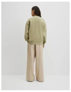 Country Road Australian Cotton Cr Sweat in Dusty Sage