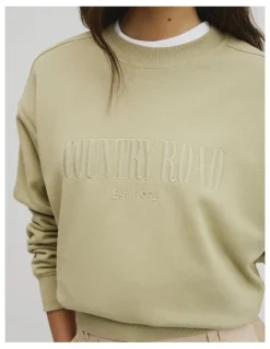 Country Road Australian Cotton Cr Sweat in Dusty Sage