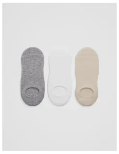 Country Road Australian Cotton Blend Cushion Sock Pack of 3 in Pebble
