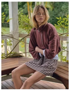 Country Road Australian Cotton Funnel Neck Sweat in Ember Marle